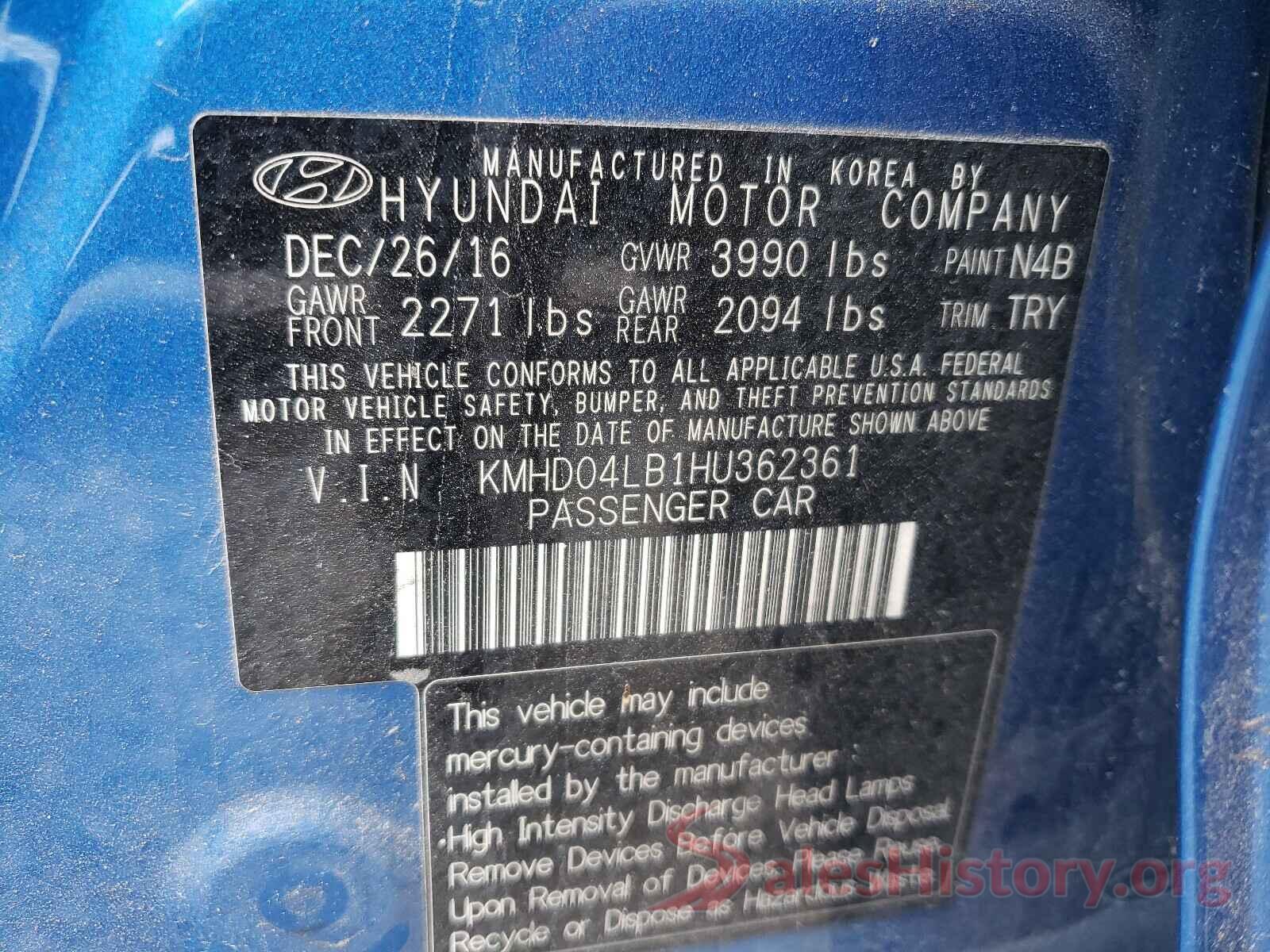 KMHD04LB1HU362361 2017 HYUNDAI ELANTRA