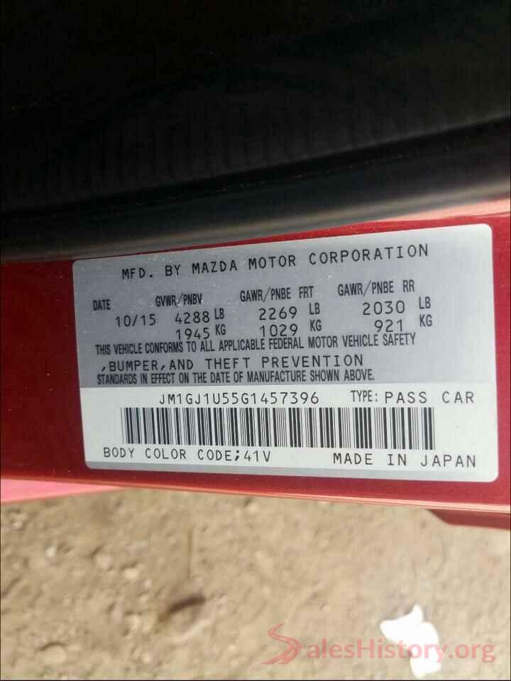 JM1GJ1U55G1457396 2016 MAZDA 6