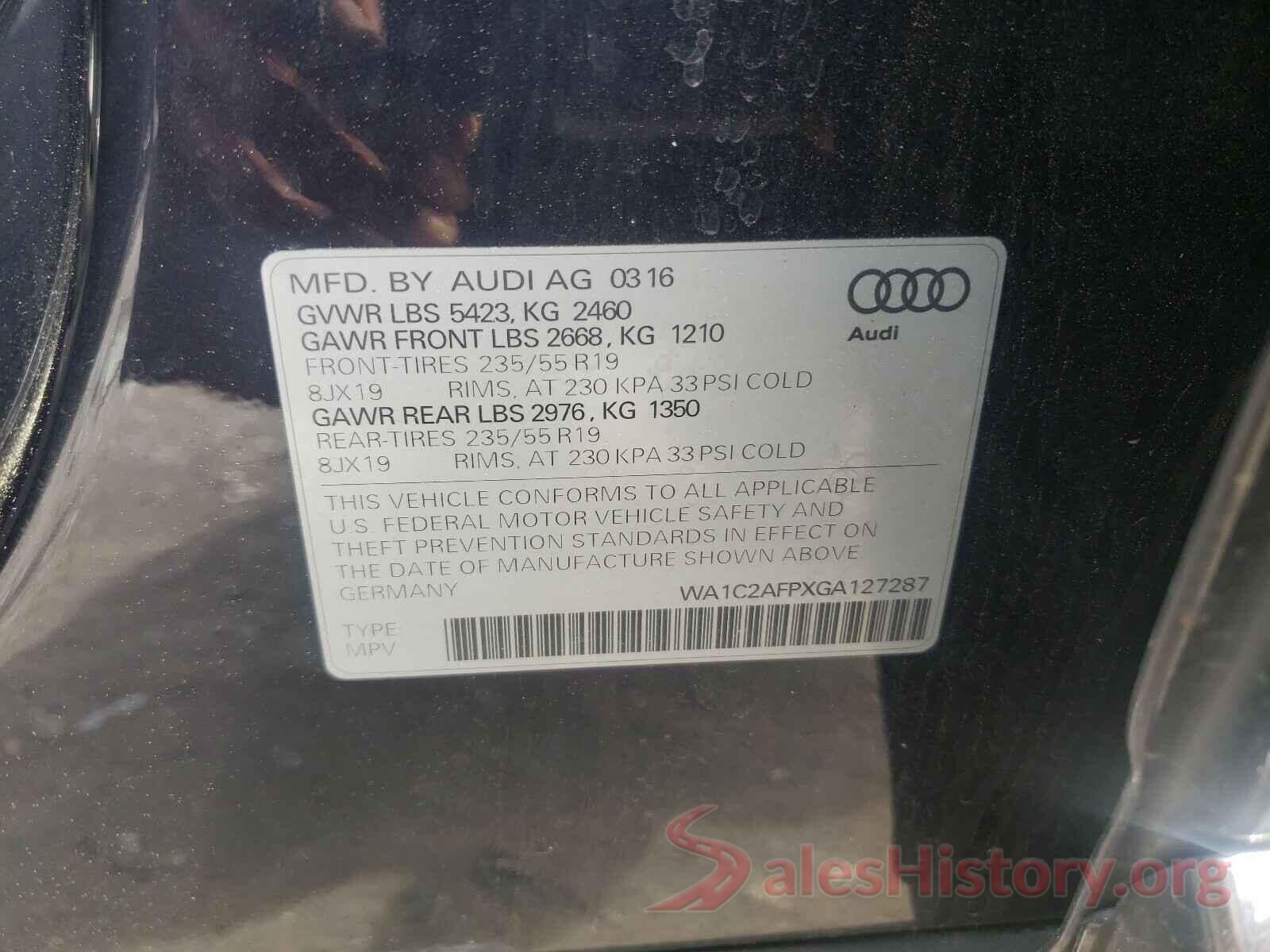 WA1C2AFPXGA127287 2016 AUDI Q5