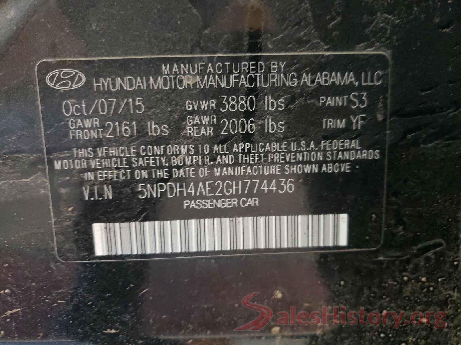 5NPDH4AE2GH774436 2016 HYUNDAI ELANTRA