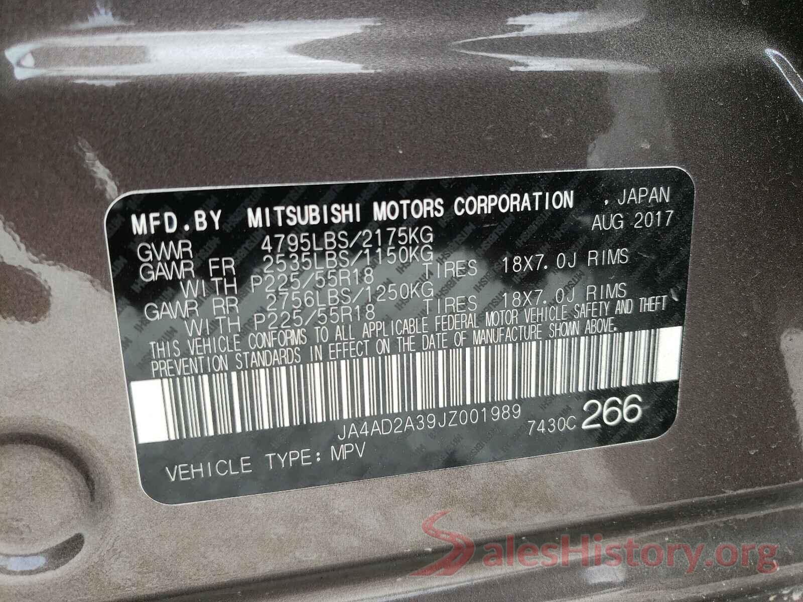 JA4AD2A39JZ001989 2018 MITSUBISHI OUTLANDER