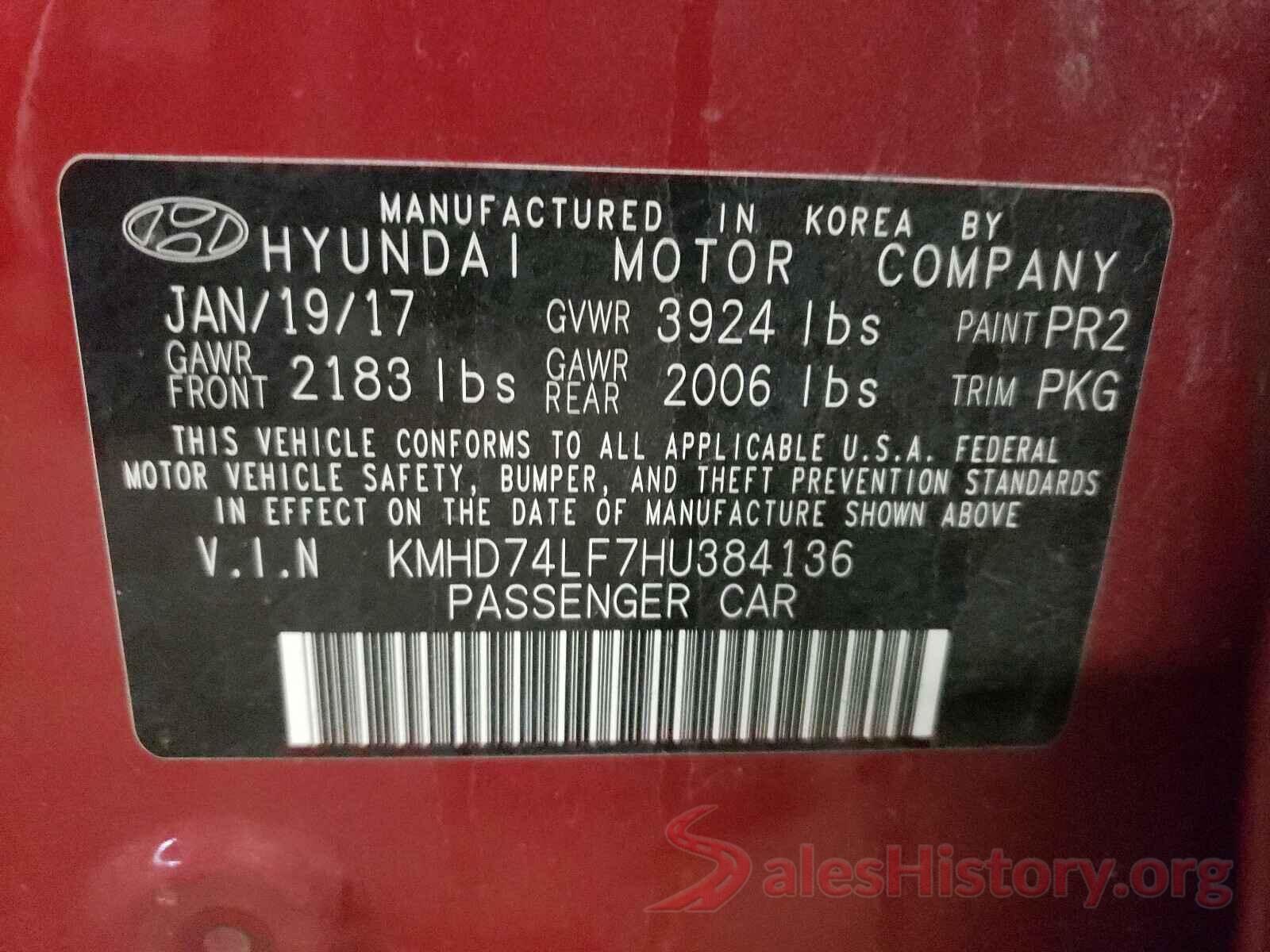 KMHD74LF7HU384136 2017 HYUNDAI ELANTRA