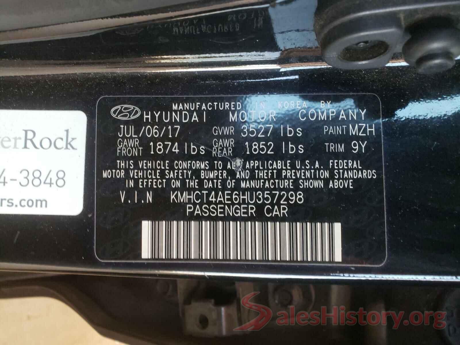 KMHCT4AE6HU357298 2017 HYUNDAI ACCENT