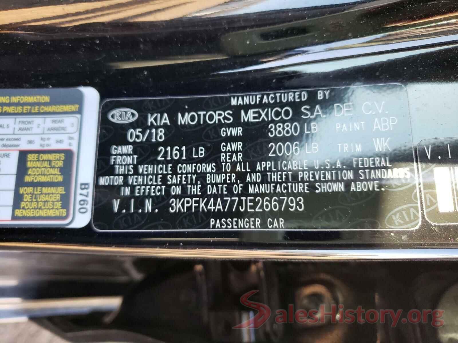 3KPFK4A77JE266793 2018 KIA FORTE