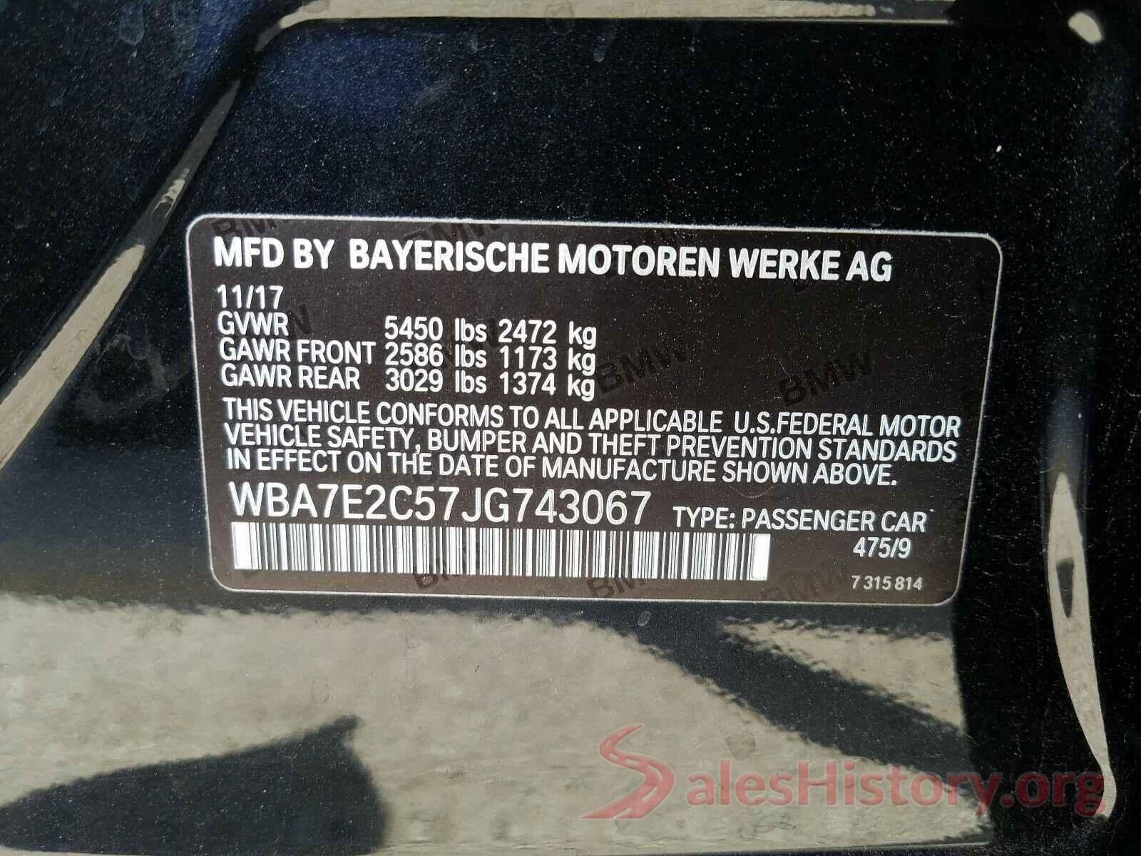 WBA7E2C57JG743067 2018 BMW 7 SERIES