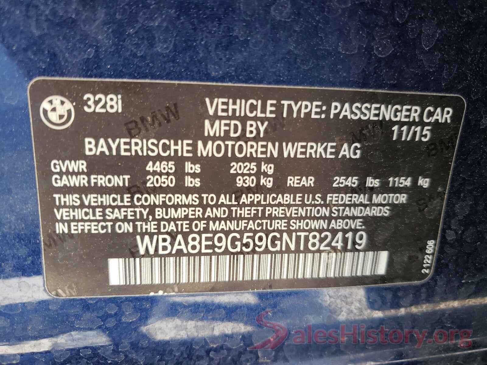 WBA8E9G59GNT82419 2016 BMW 3 SERIES