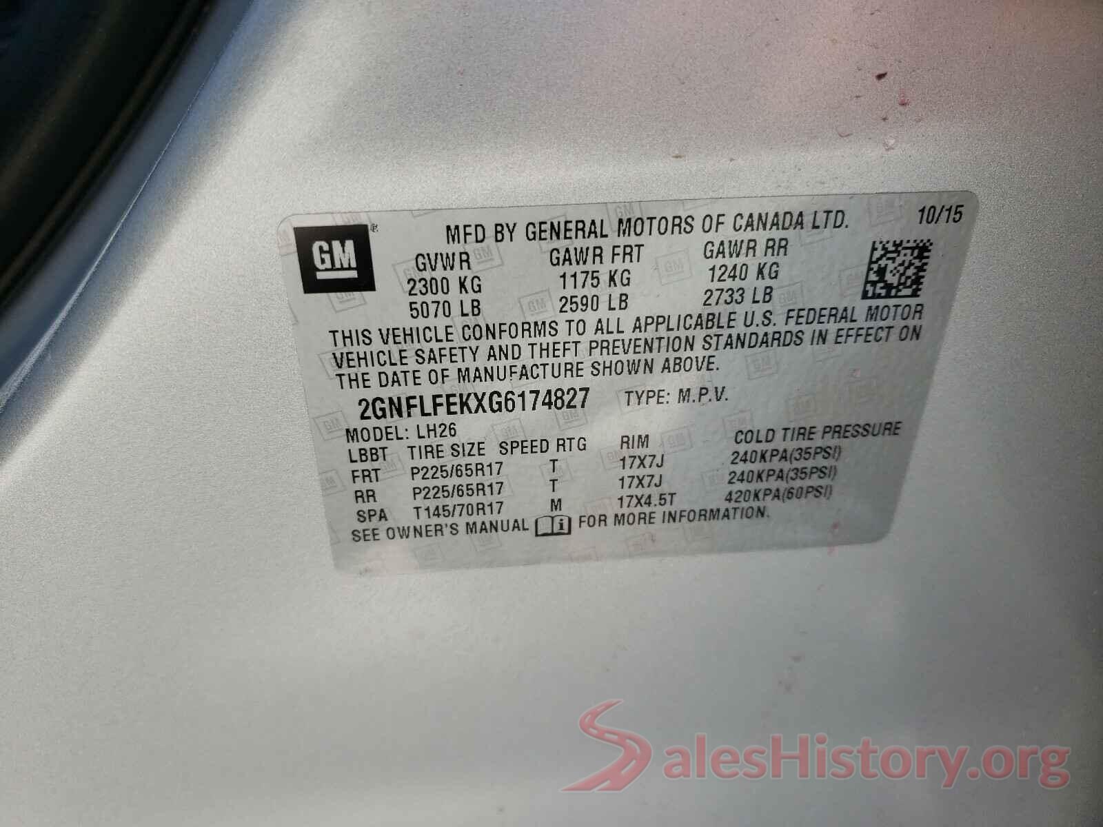 2GNFLFEKXG6174827 2016 CHEVROLET EQUINOX