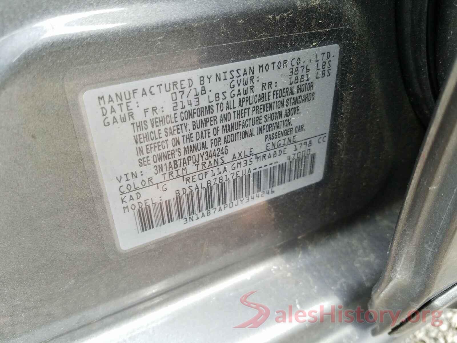 3N1AB7AP0JY344246 2018 NISSAN SENTRA