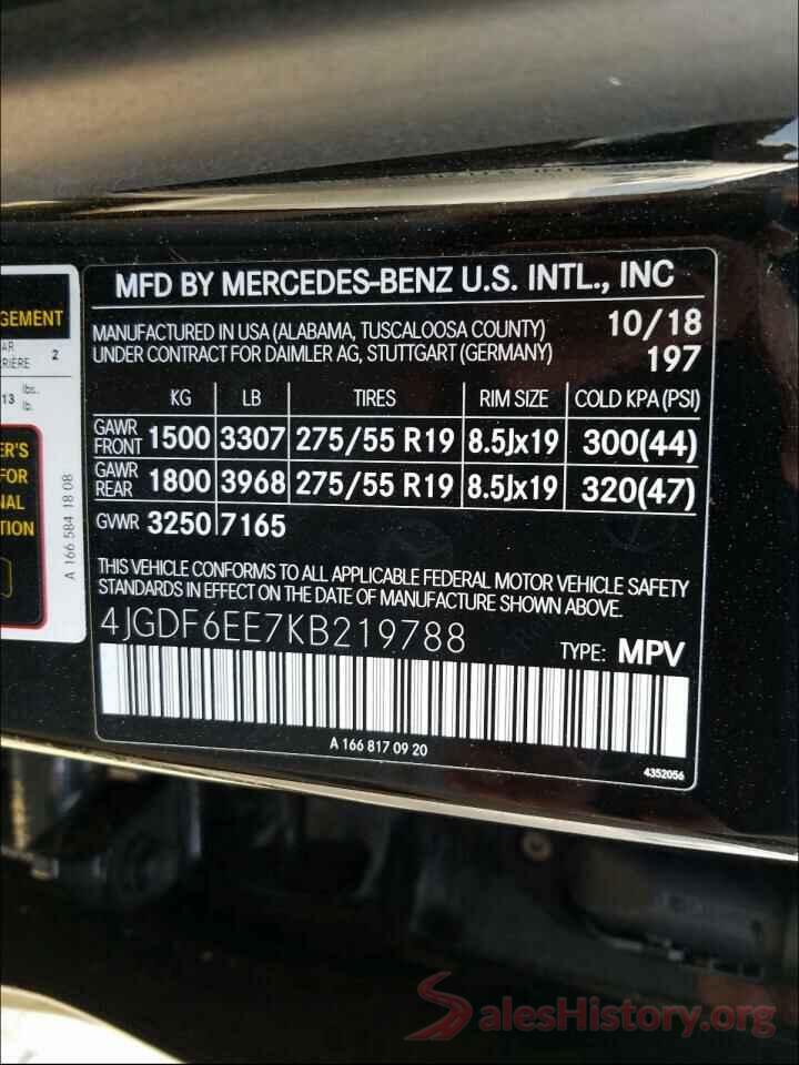 4JGDF6EE7KB219788 2019 MERCEDES-BENZ G CLASS