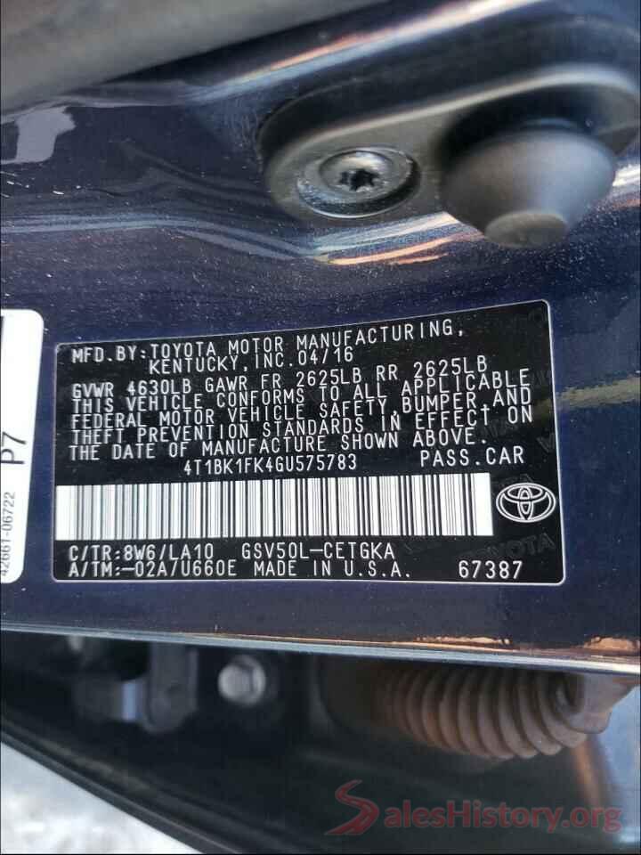 4T1BK1FK4GU575783 2016 TOYOTA CAMRY