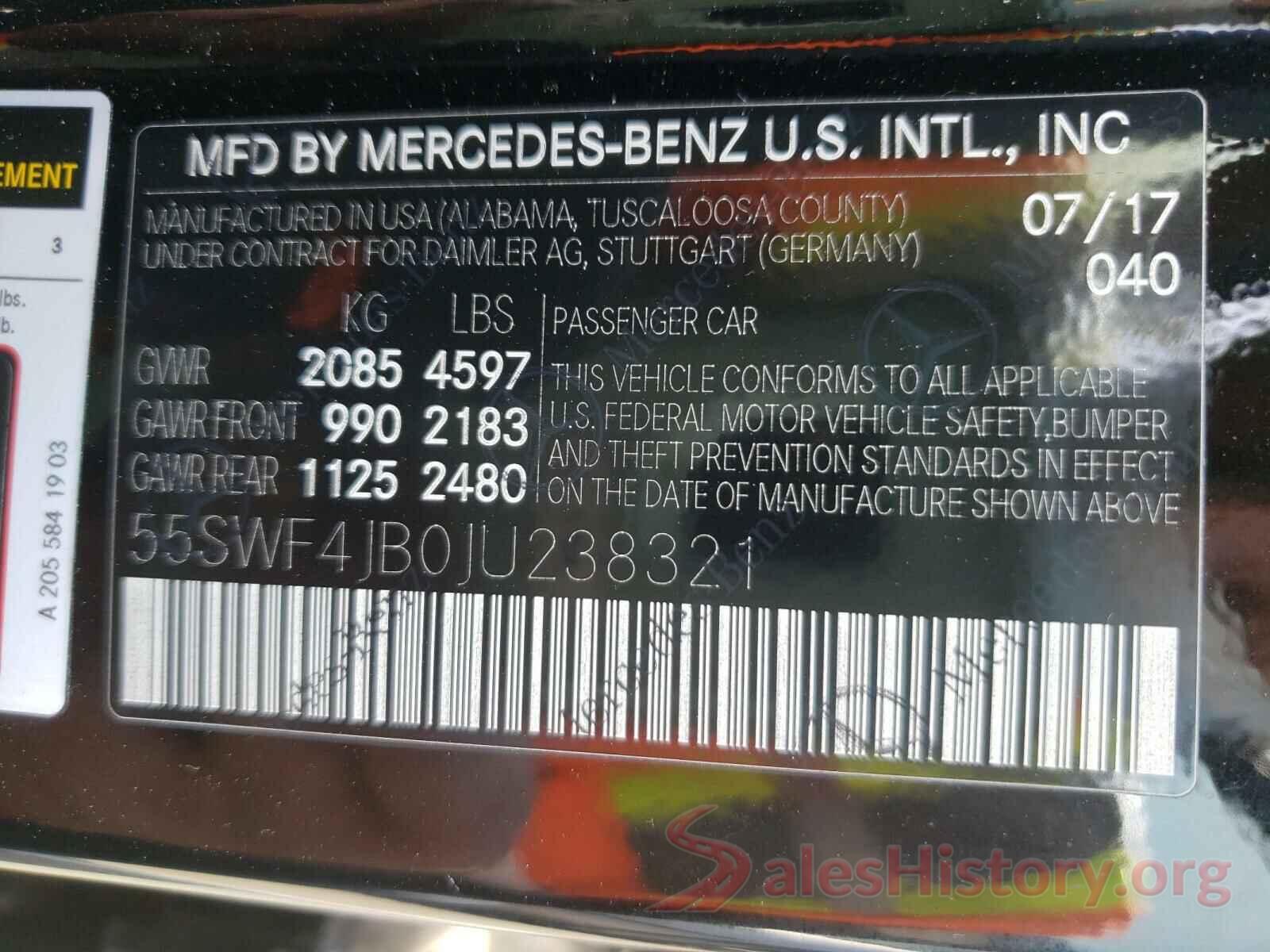 55SWF4JB0JU238321 2018 MERCEDES-BENZ C CLASS