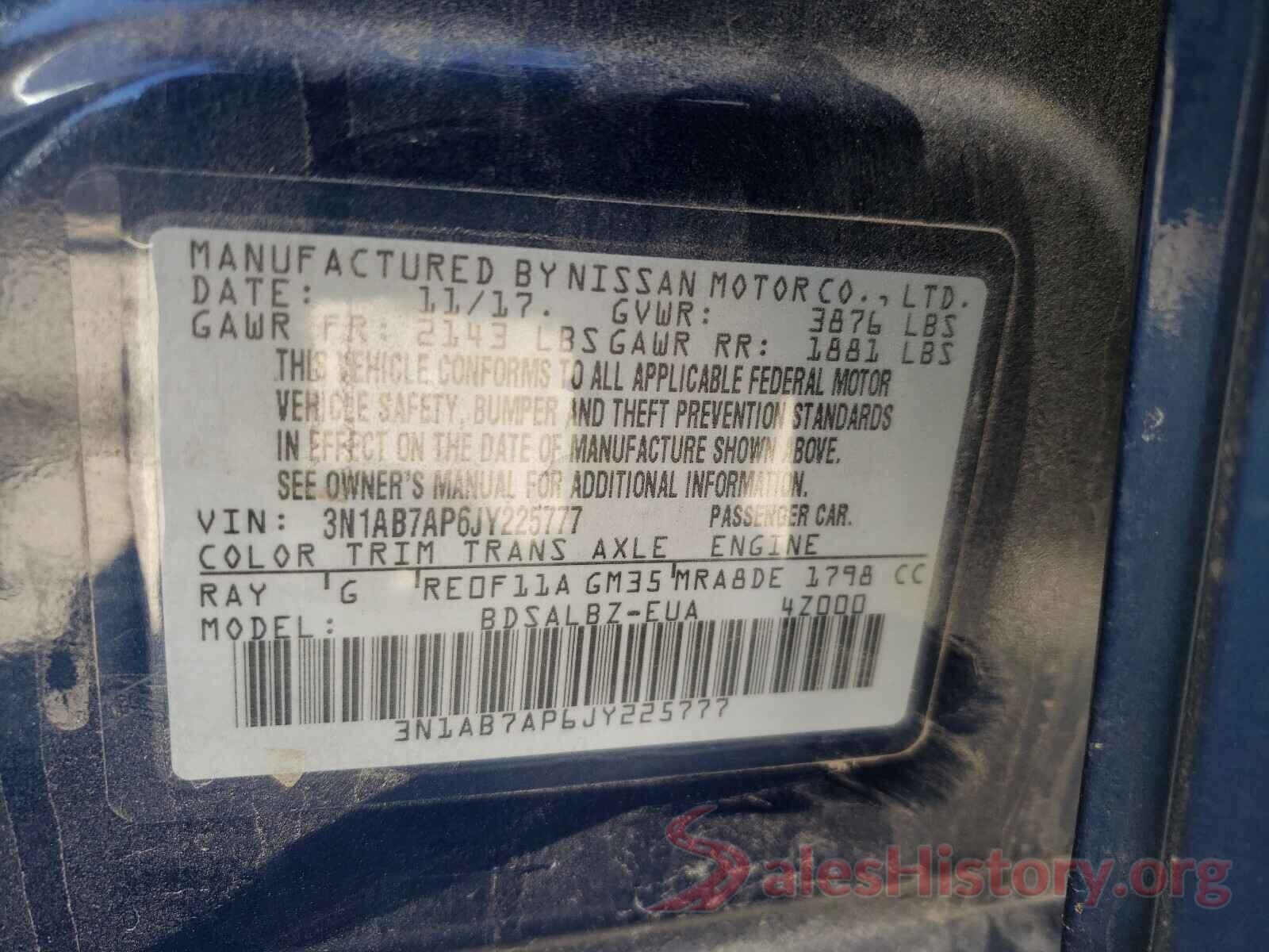 3N1AB7AP6JY225777 2018 NISSAN SENTRA