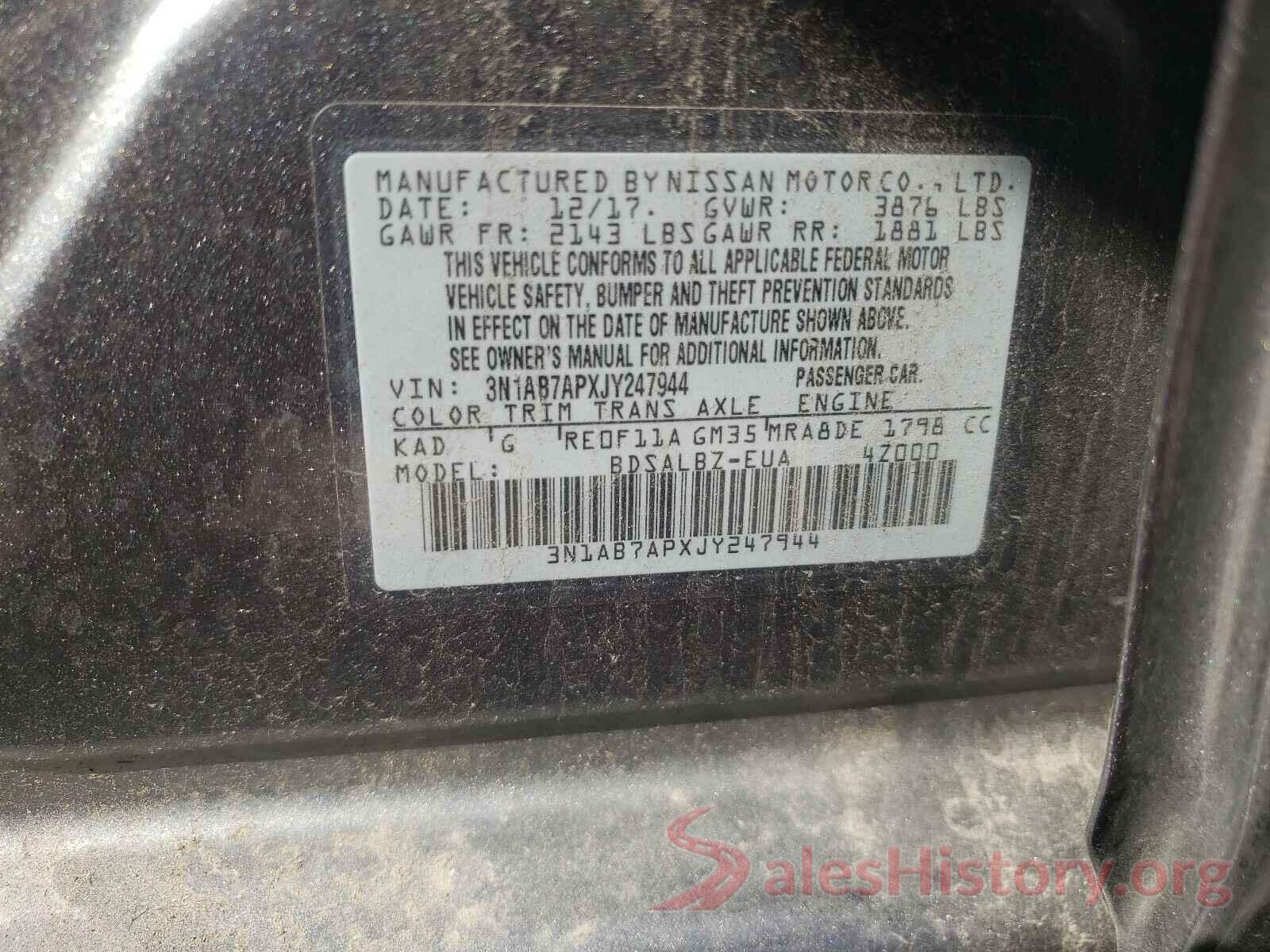 3N1AB7APXJY247944 2018 NISSAN SENTRA