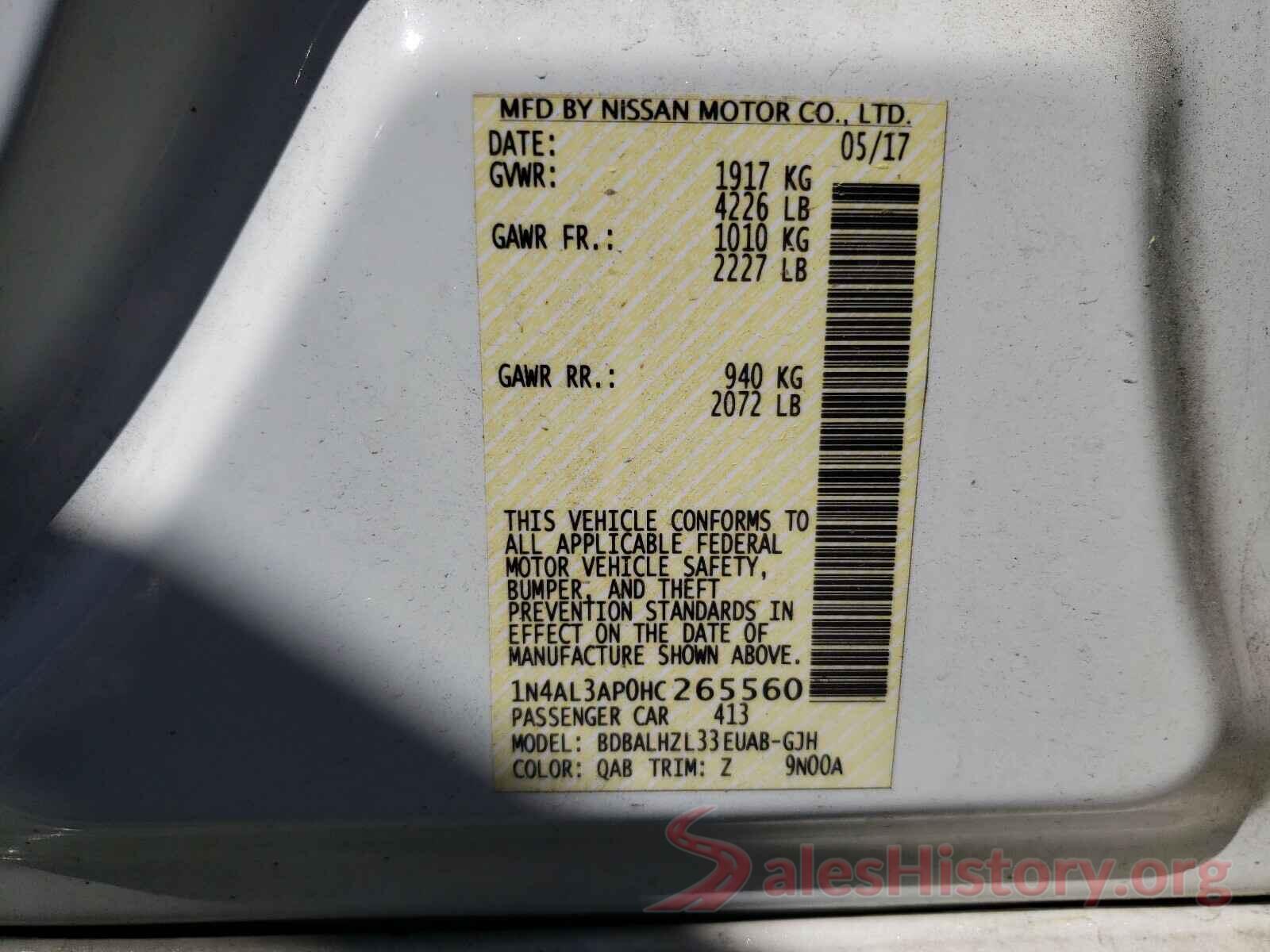 1N4AL3AP0HC265560 2017 NISSAN ALTIMA