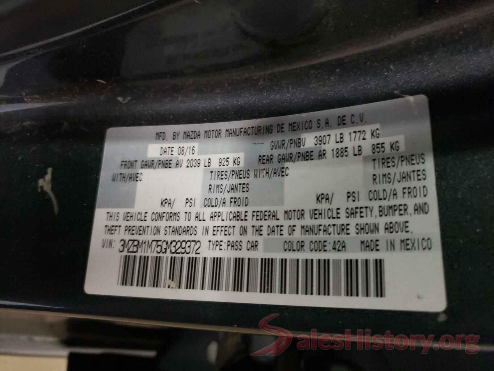 3MZBM1M75GM329372 2016 MAZDA 3