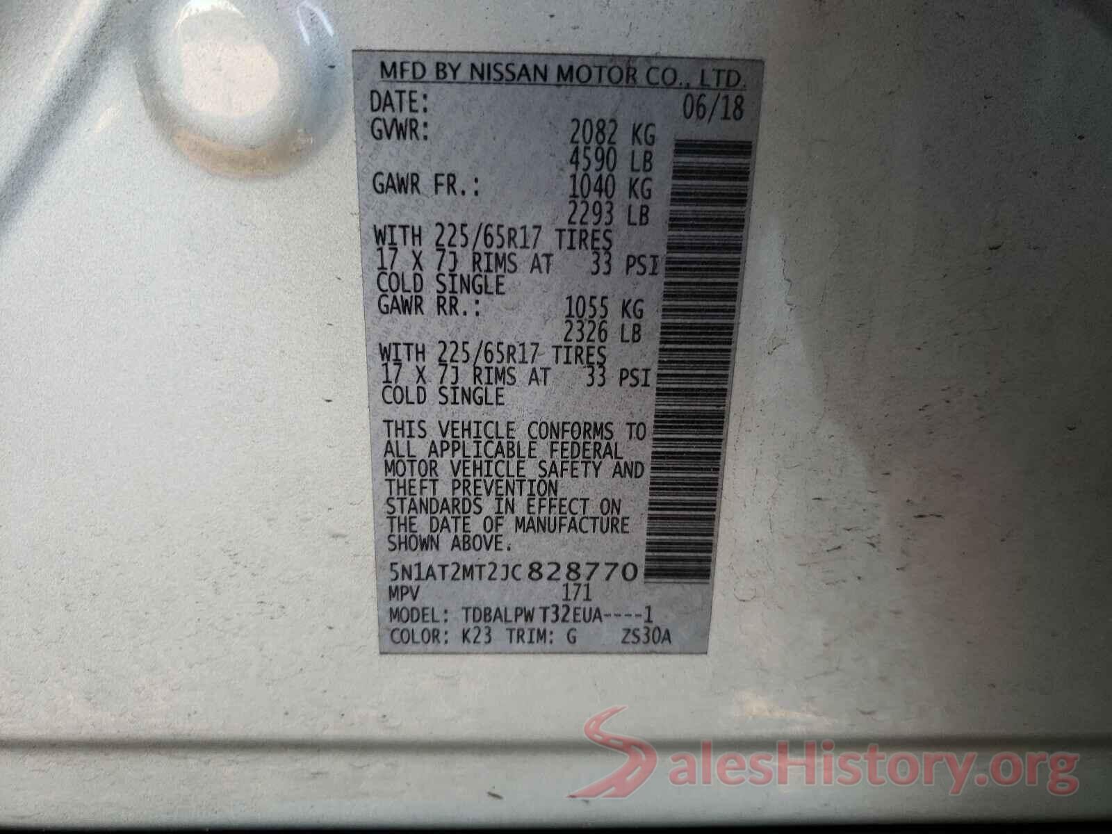 5N1AT2MT2JC828770 2018 NISSAN ROGUE