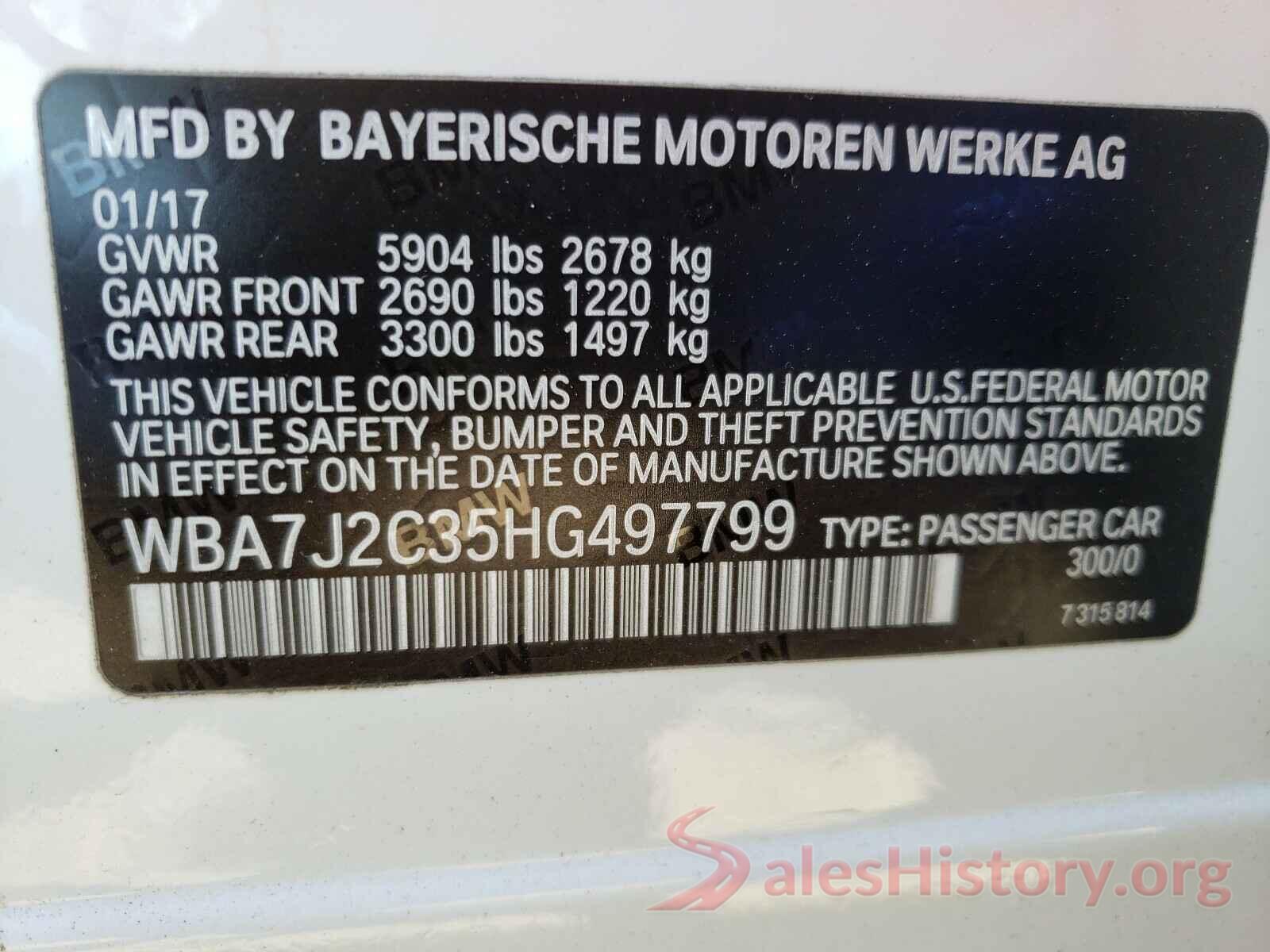 WBA7J2C35HG497799 2017 BMW 7 SERIES