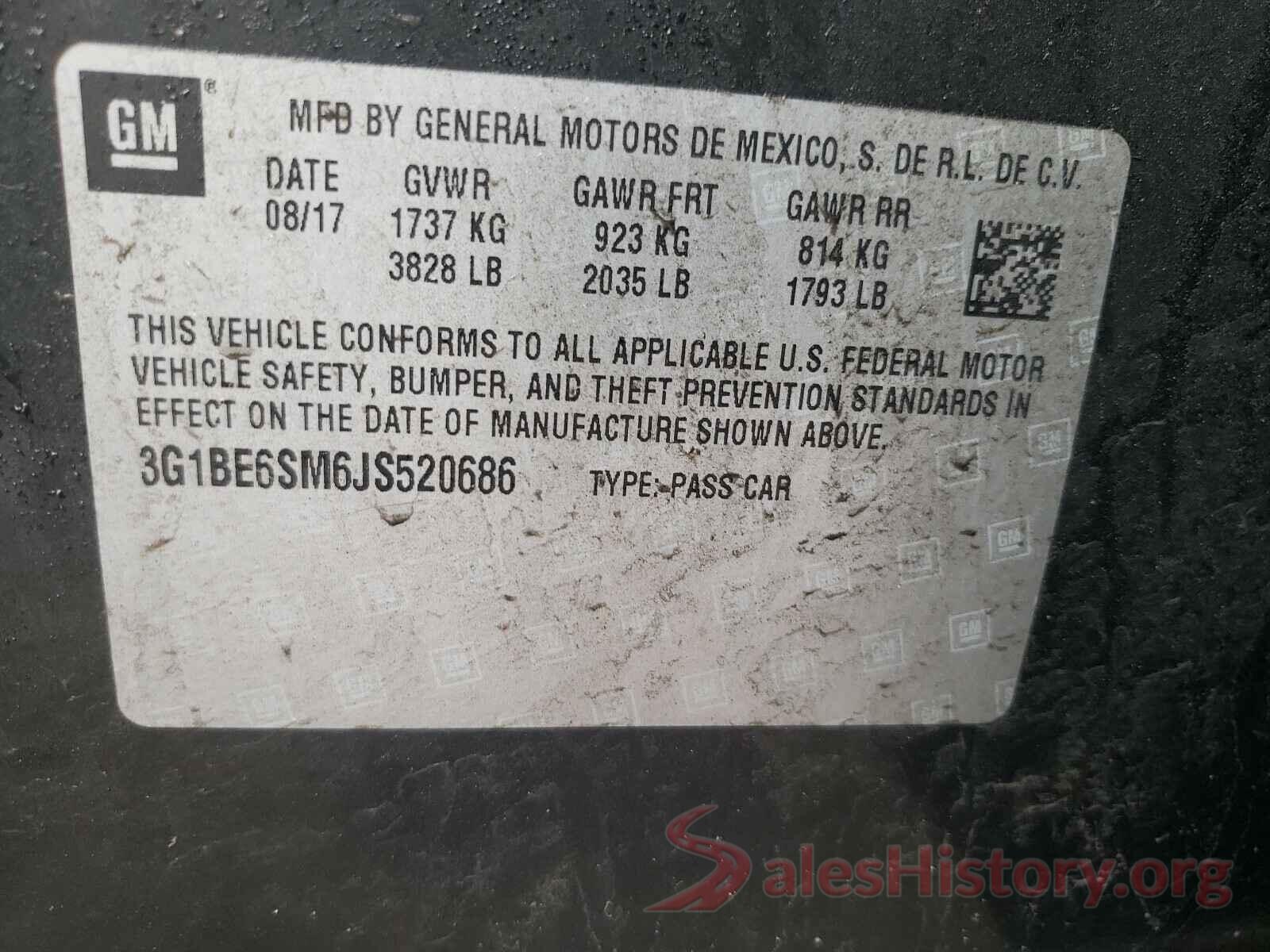 3G1BE6SM6JS520686 2018 CHEVROLET CRUZE