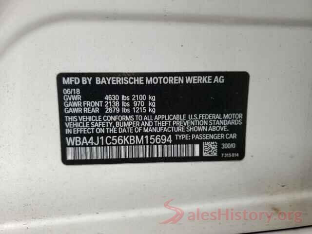 WBA4J1C56KBM15694 2019 BMW 4 SERIES