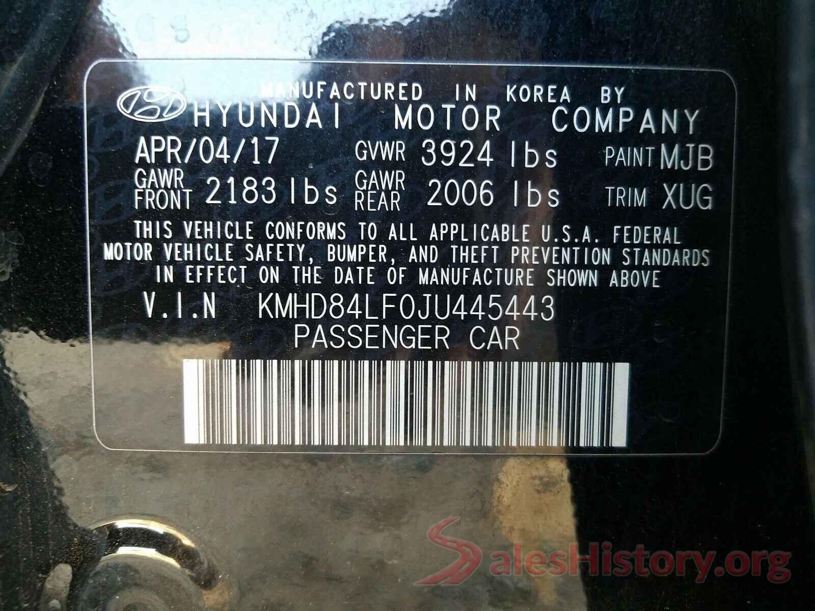 KMHD84LF0JU445443 2018 HYUNDAI ELANTRA