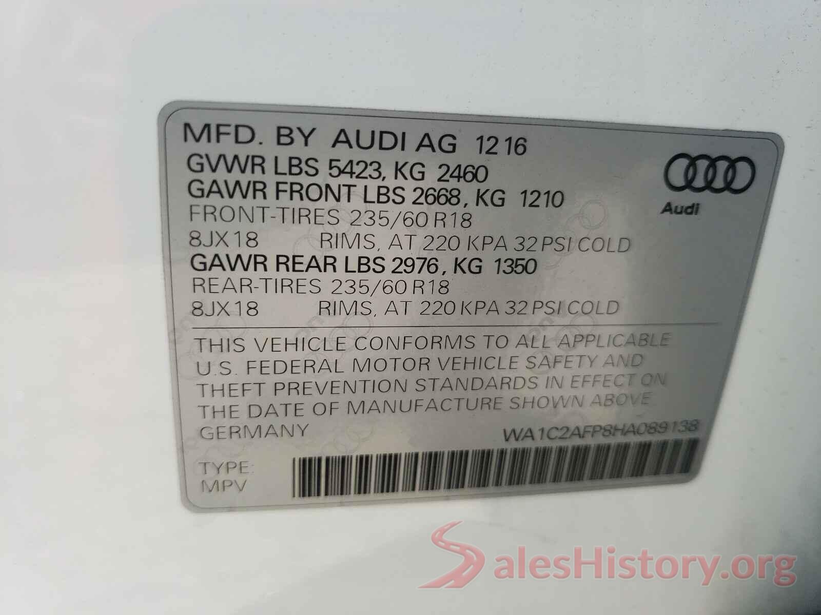 WA1C2AFP8HA089138 2017 AUDI Q5