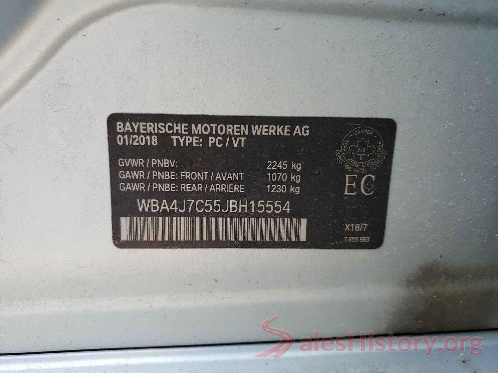 WBA4J7C55JBH15554 2018 BMW 4 SERIES