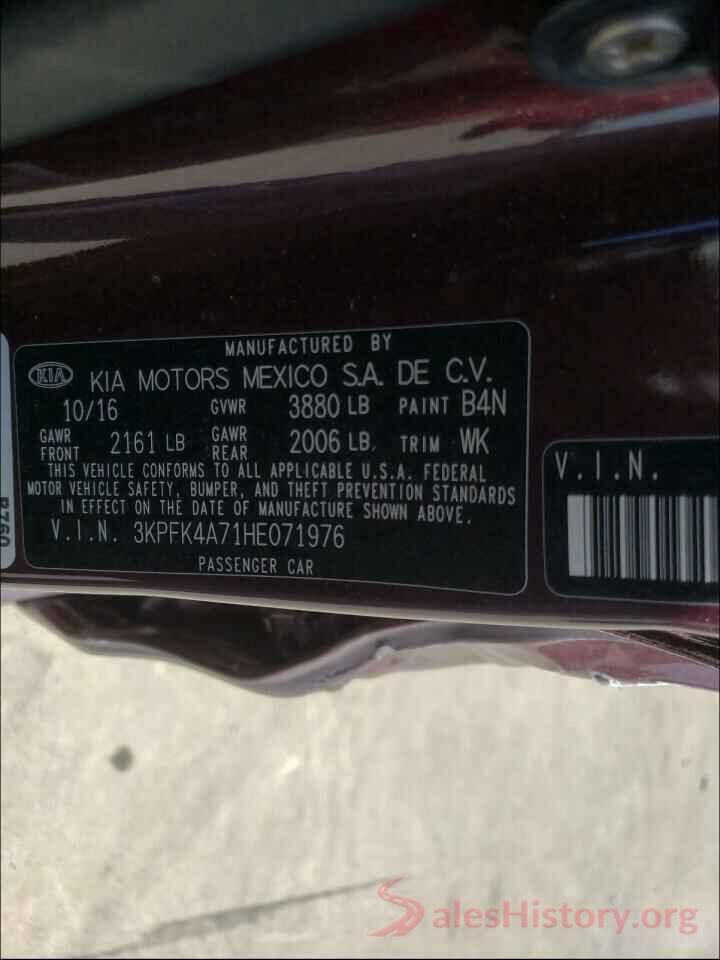 3KPFK4A71HE071976 2017 KIA FORTE