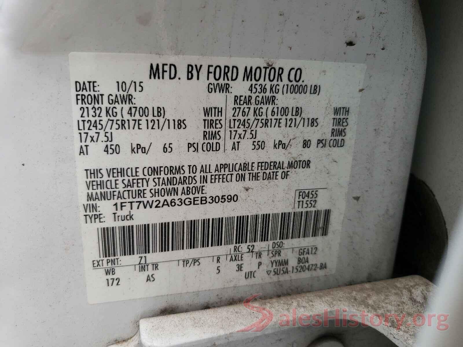 1FT7W2A63GEB30590 2016 FORD F250