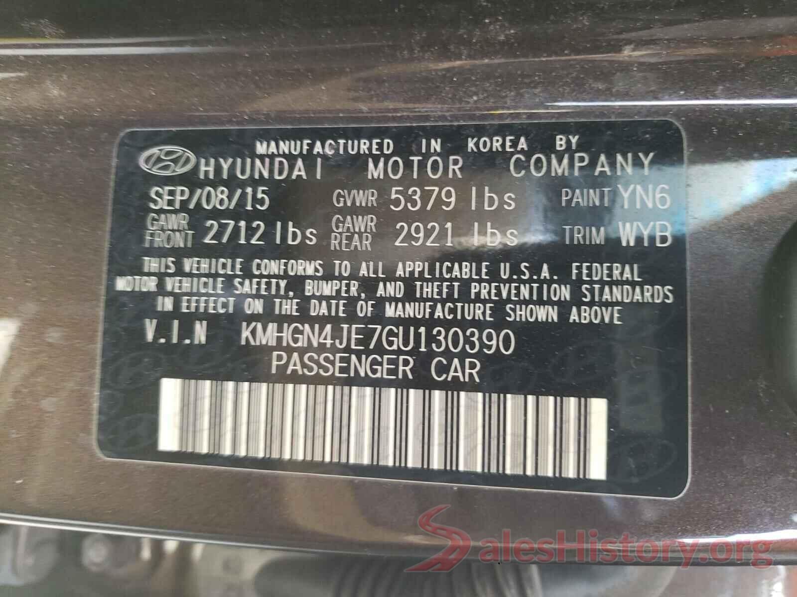 KMHGN4JE7GU130390 2016 HYUNDAI GENESIS