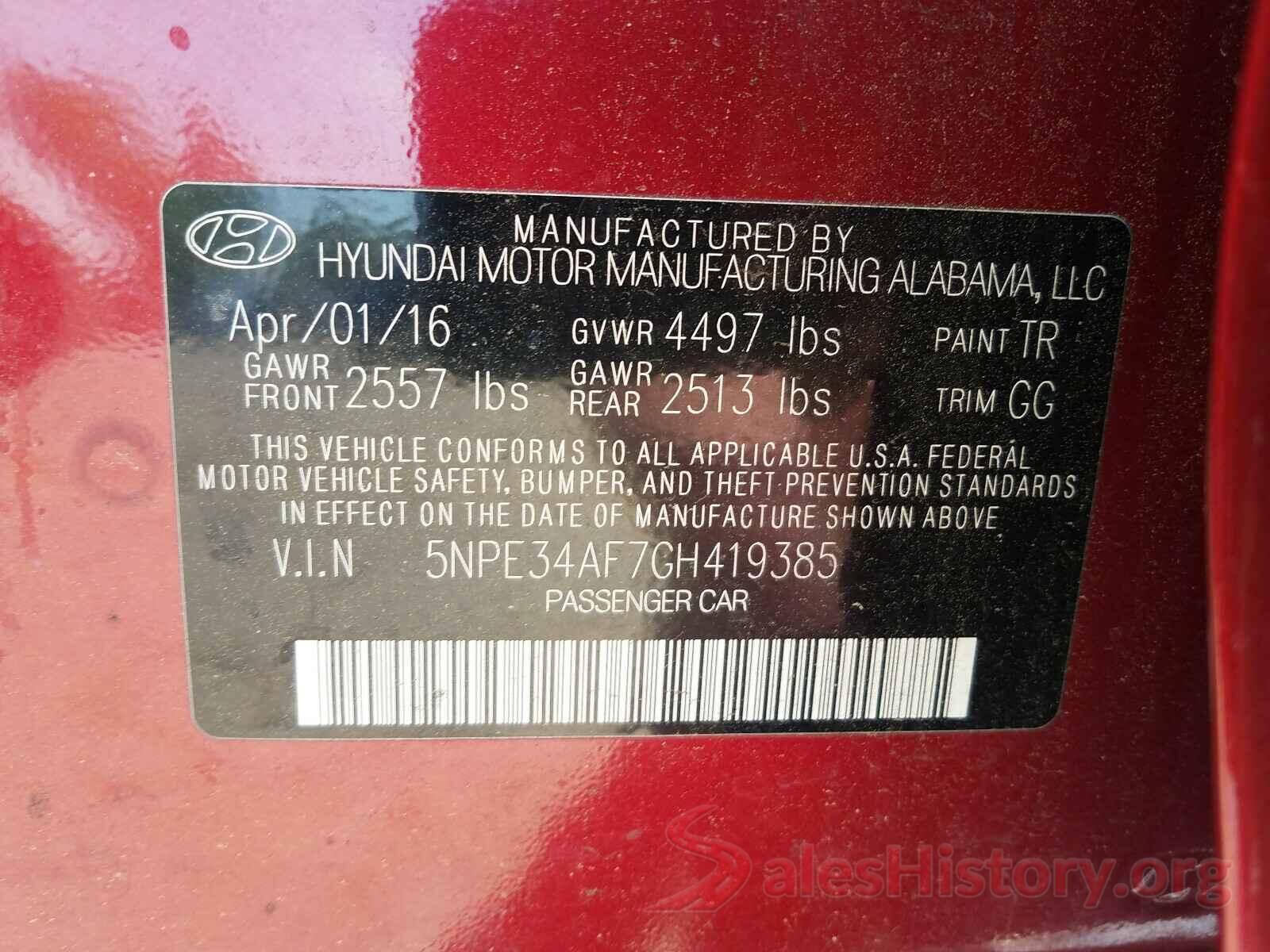 5NPE34AF7GH419385 2016 HYUNDAI SONATA