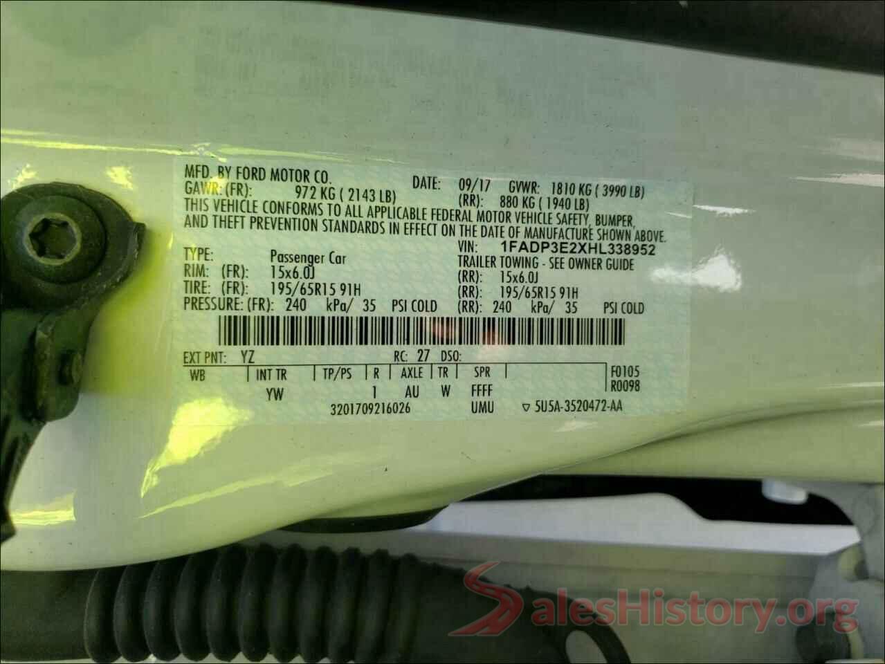 1FADP3E2XHL338952 2017 FORD FOCUS