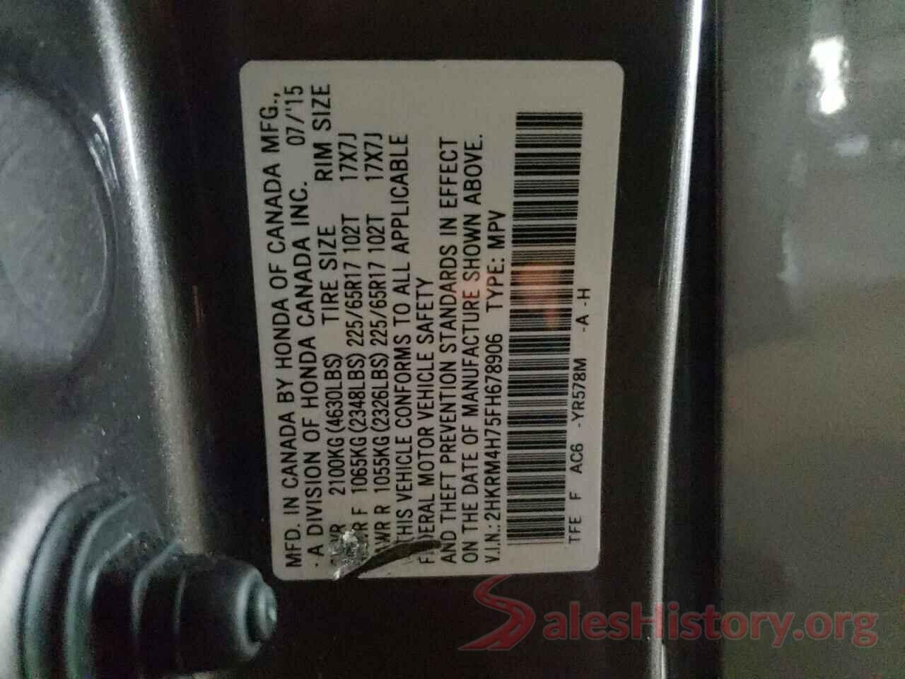 2HKRM4H75FH678906 2015 HONDA CRV