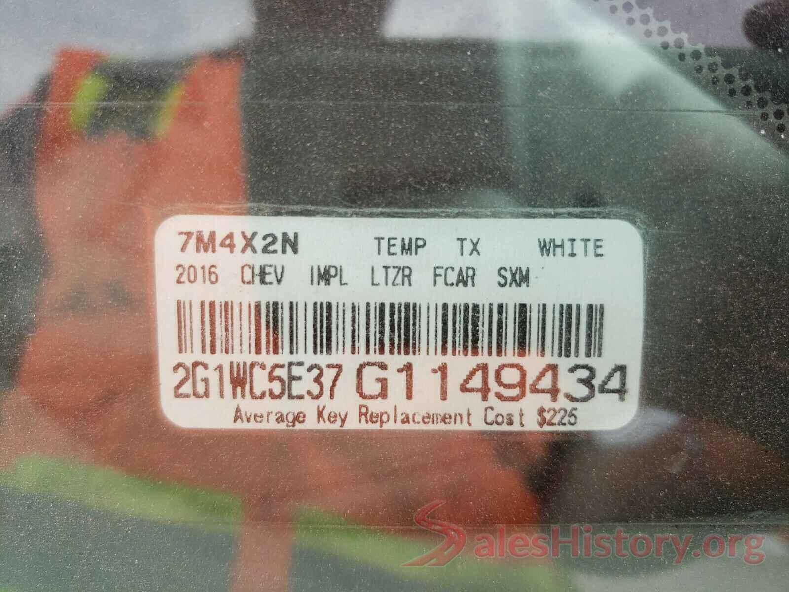 2G1WC5E37G1149434 2016 CHEVROLET IMPALA