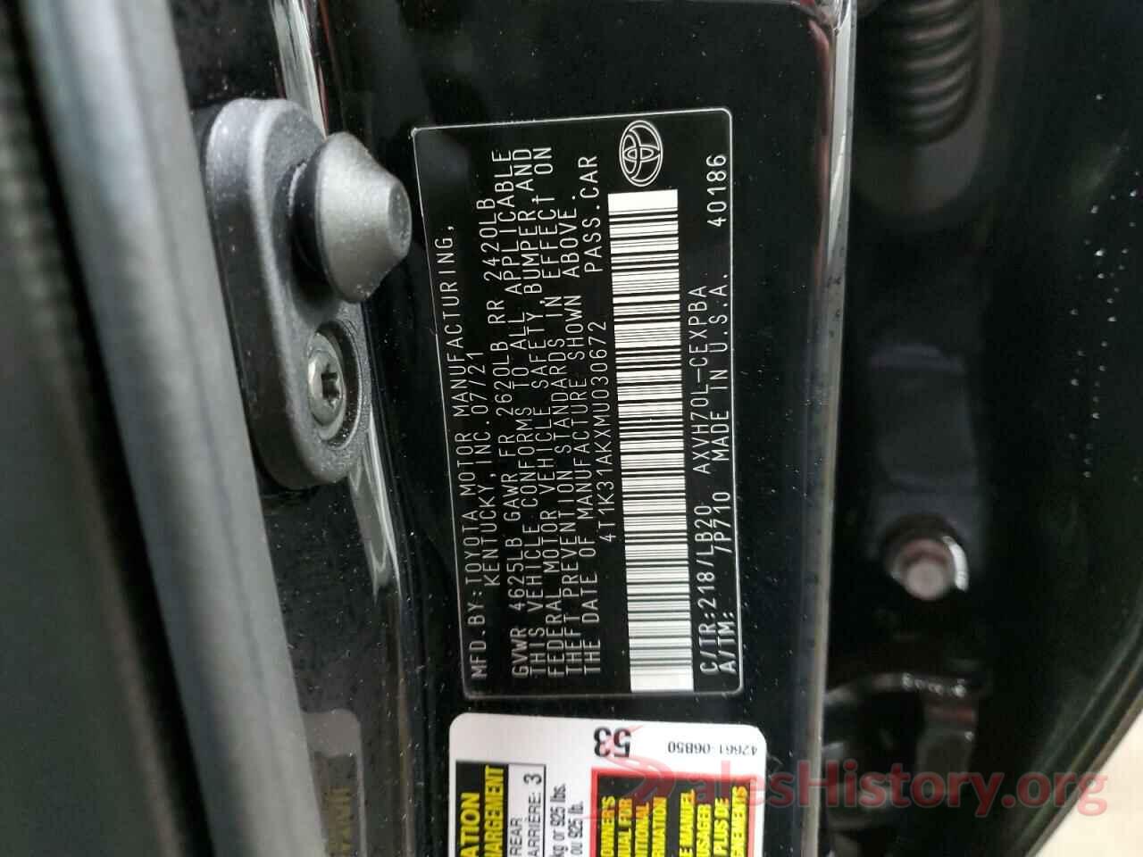 4T1K31AKXMU030672 2021 TOYOTA CAMRY