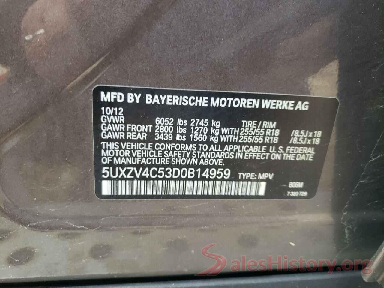 5UXZV4C53D0B14959 2013 BMW X5