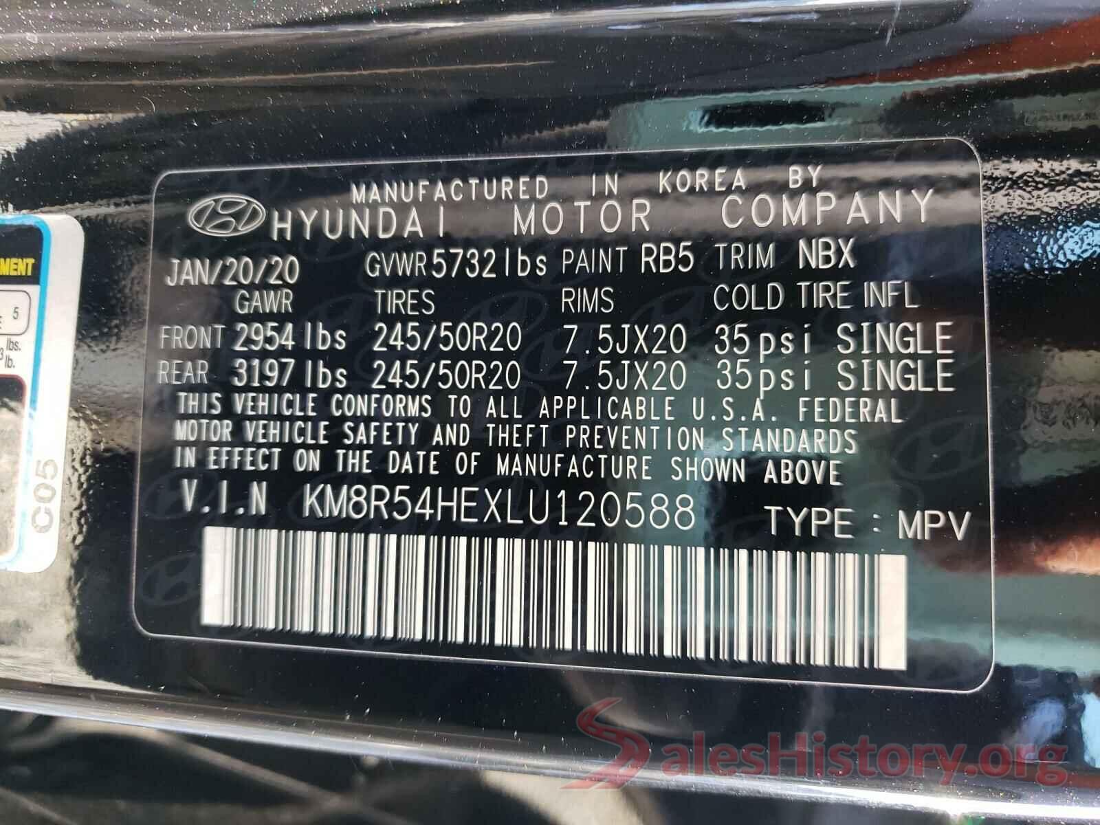 KM8R54HEXLU120588 2020 HYUNDAI PALISADE