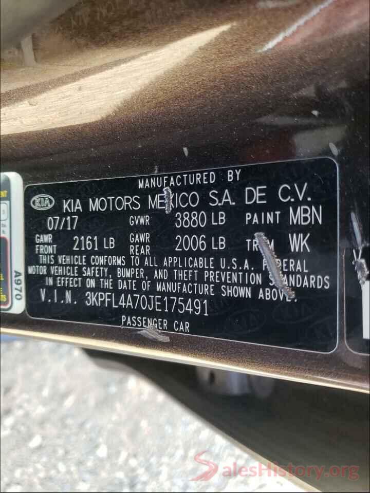 3KPFL4A70JE175491 2018 KIA FORTE