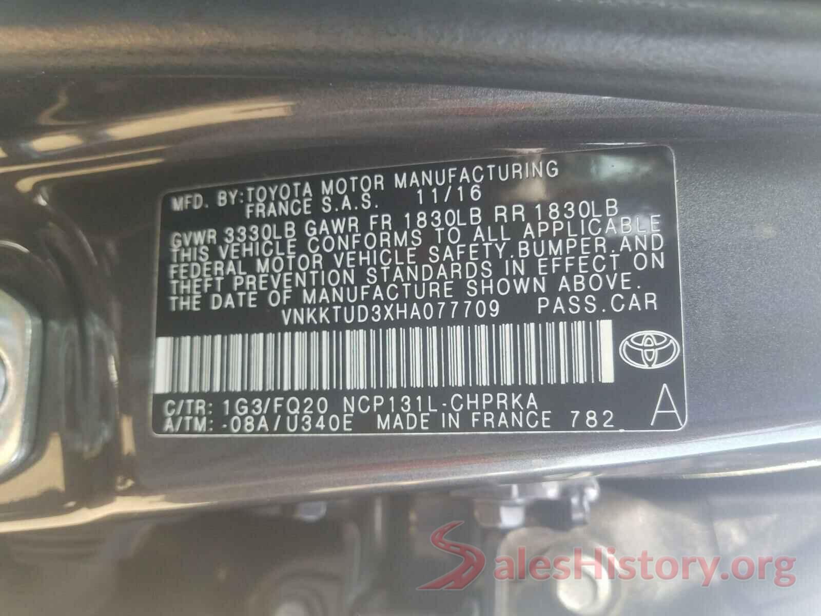 VNKKTUD3XHA077709 2017 TOYOTA YARIS