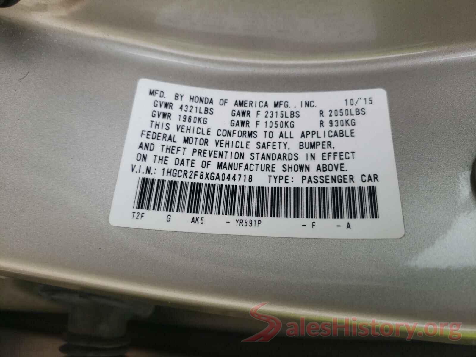 1HGCR2F8XGA044718 2016 HONDA ACCORD