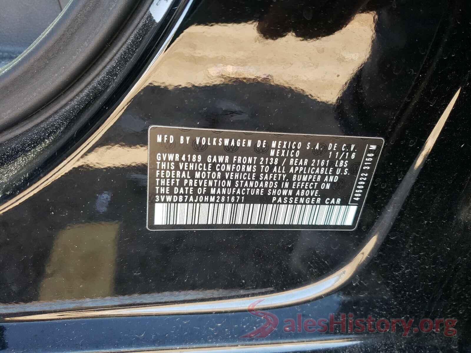 3VWDB7AJ0HM281671 2017 VOLKSWAGEN JETTA