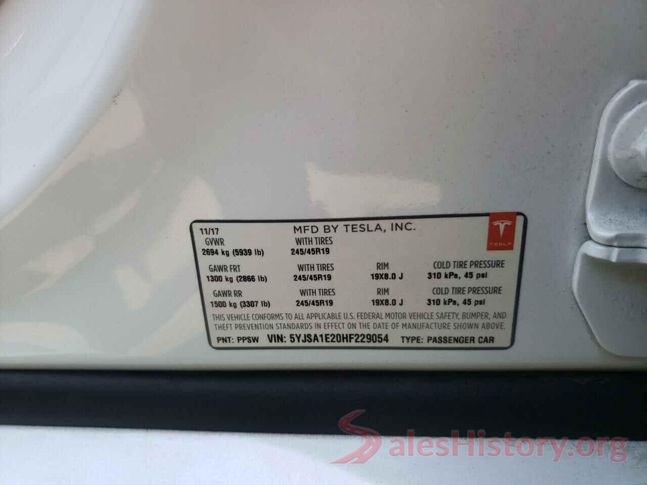 5YJSA1E20HF229054 2017 TESLA MODEL S