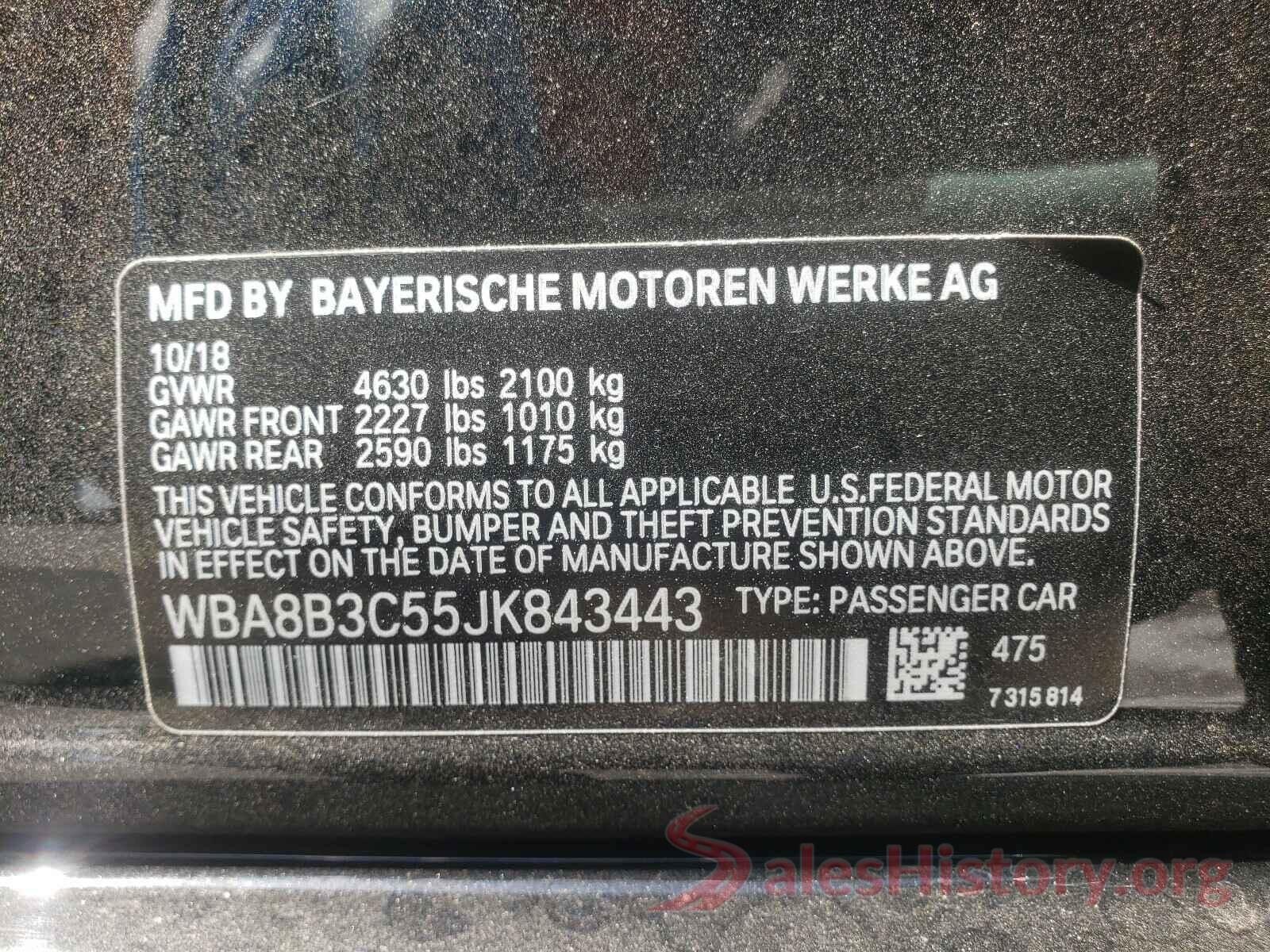 WBA8B3C55JK843443 2018 BMW 3 SERIES