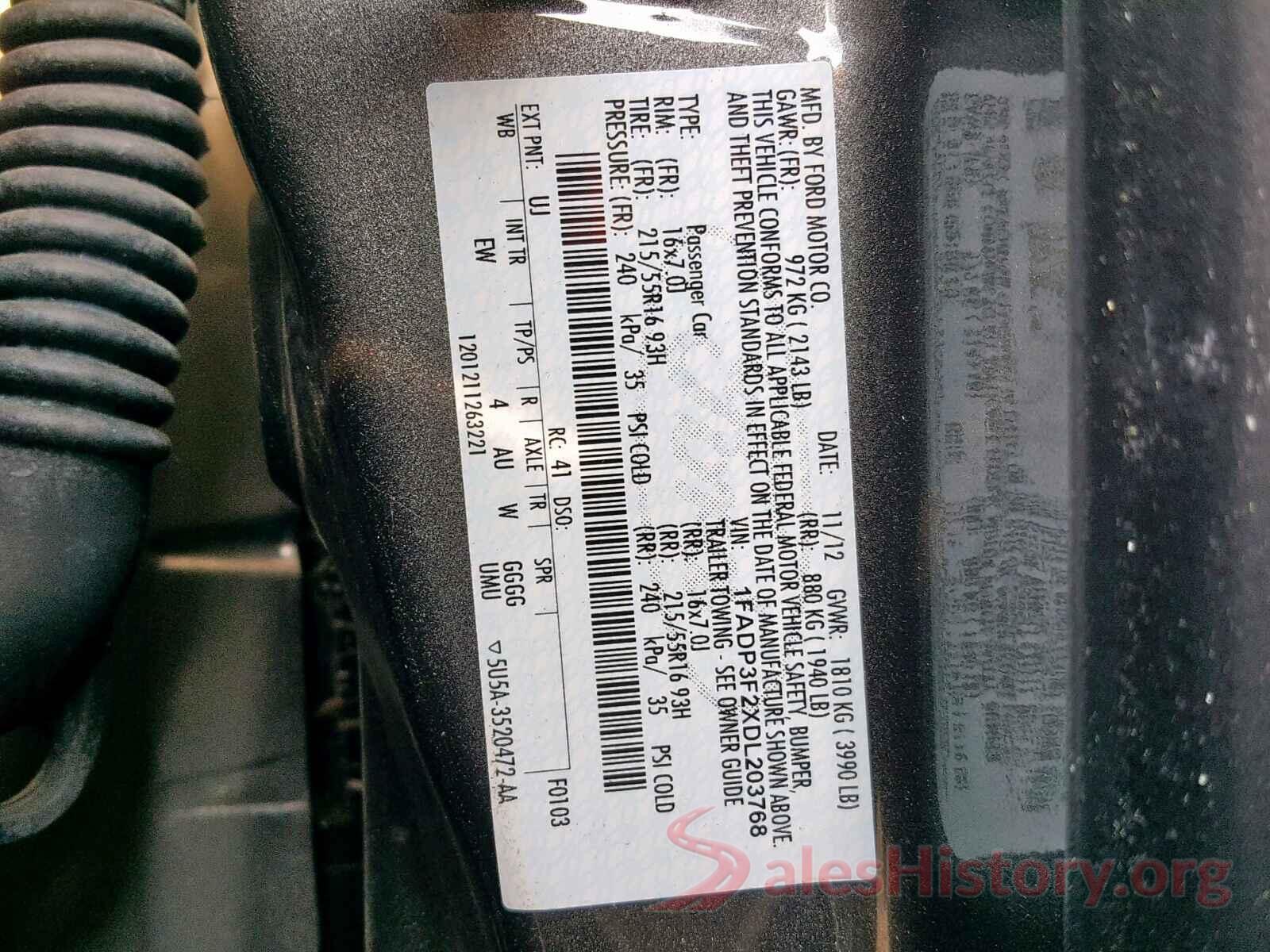 1FADP3F2XDL203768 2013 FORD FOCUS SE