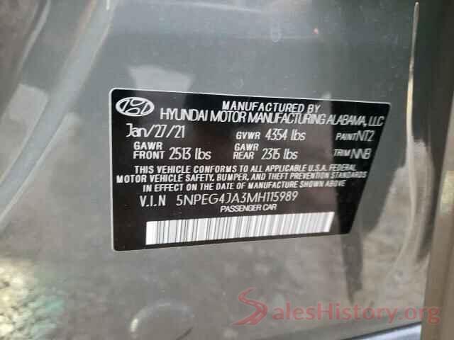 5NPEG4JA3MH115989 2021 HYUNDAI SONATA