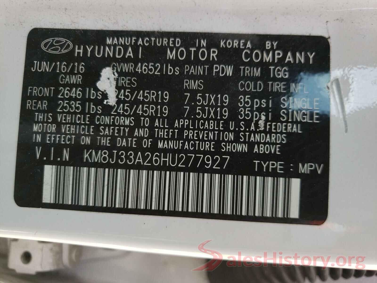 KM8J33A26HU277927 2017 HYUNDAI TUCSON