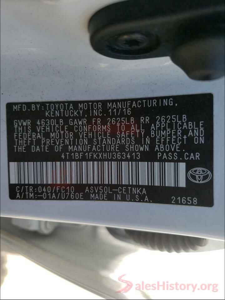 4T1BF1FKXHU363413 2017 TOYOTA CAMRY