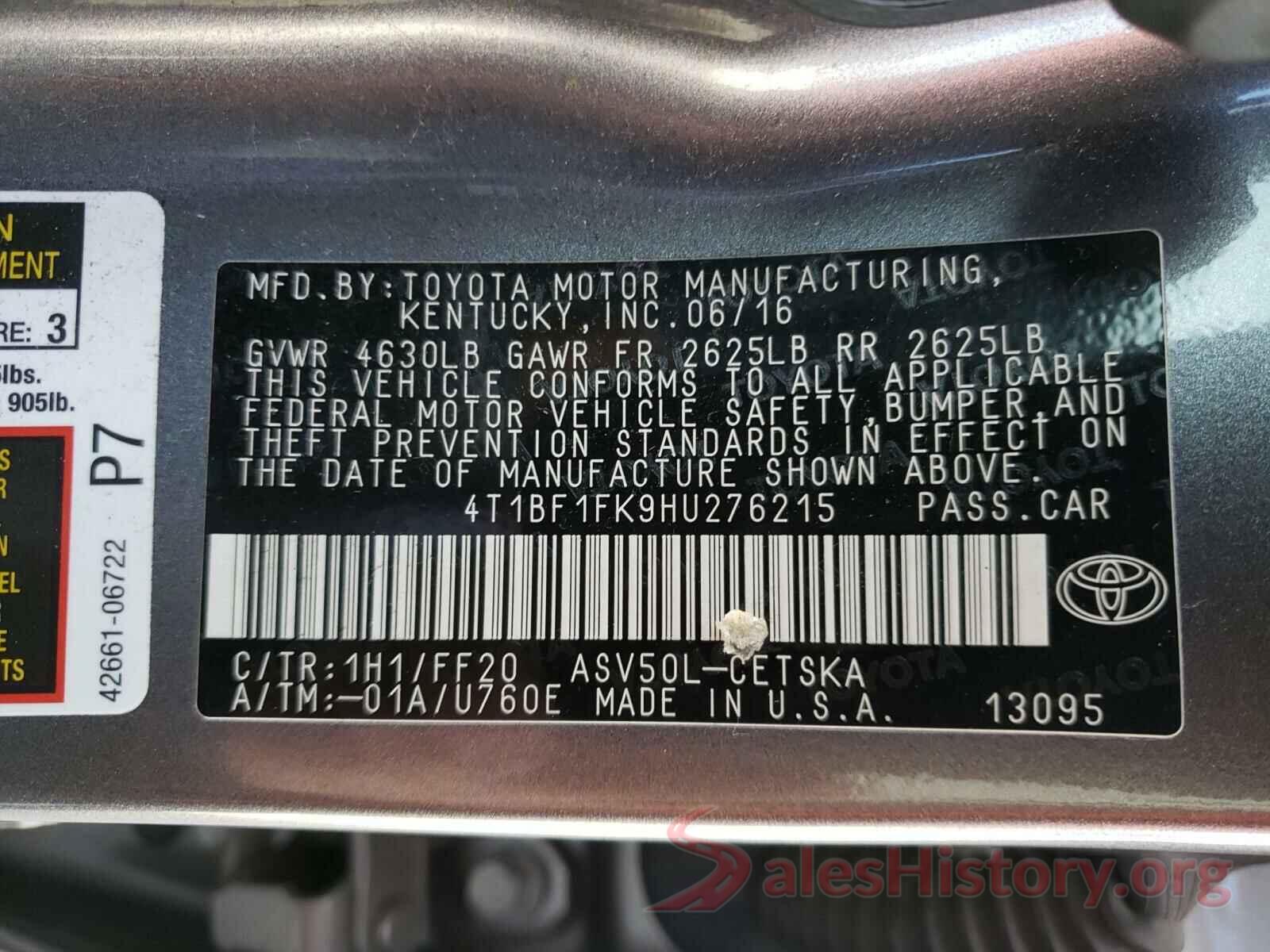 4T1BF1FK9HU276215 2017 TOYOTA CAMRY