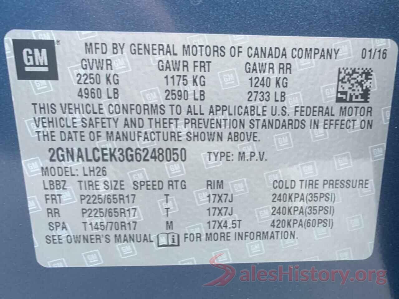 2GNALCEK3G6248050 2016 CHEVROLET EQUINOX