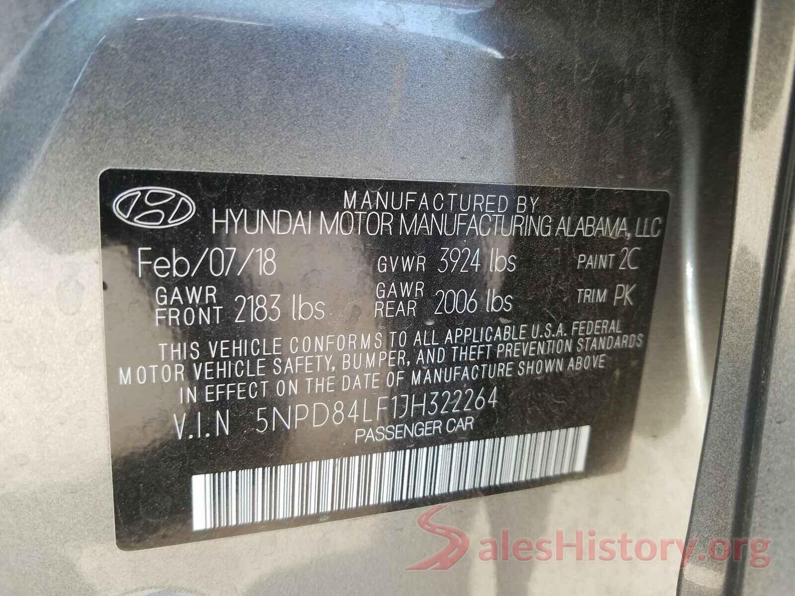 5NPD84LF1JH322264 2018 HYUNDAI ELANTRA