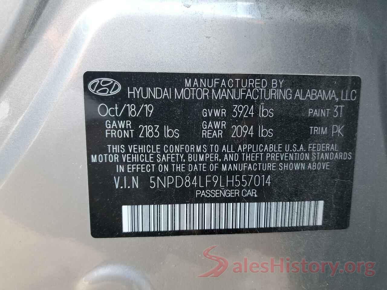 5NPD84LF9LH557014 2020 HYUNDAI ELANTRA